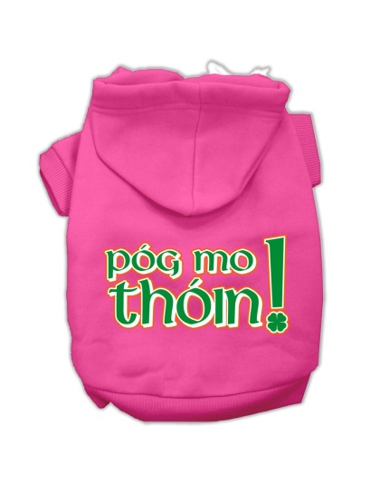 Pog Mo Thoin Screen Print Pet Hoodies Bright Pink Size Lg