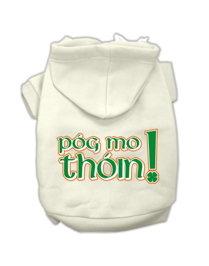 Pog Mo Thoin Screen Print Pet Hoodies Cream Size Lg