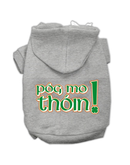 Pog Mo Thoin Screen Print Pet Hoodies Grey Size Lg