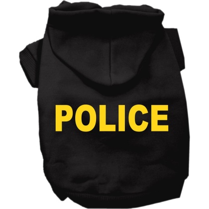 Police Costume Screen Print Dog Hoodie Black Size XS