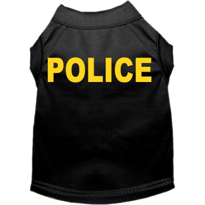 Police Costume Screen Print Dog Shirt Black Size XS