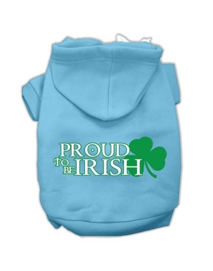 Proud to be Irish Screen Print Pet Hoodies Baby Blue Size Lg