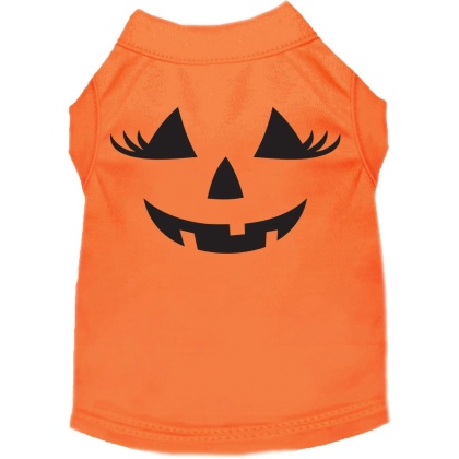 Pumpkin Face Her Costume Screen Print Dog Shirt Orange Size XS