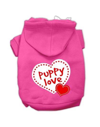 Puppy Love Screen Print Pet Hoodies Bright Pink Size Lg