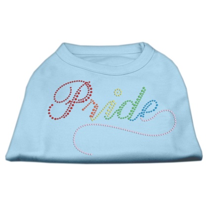 Rainbow Pride Rhinestone Shirts Baby Blue L