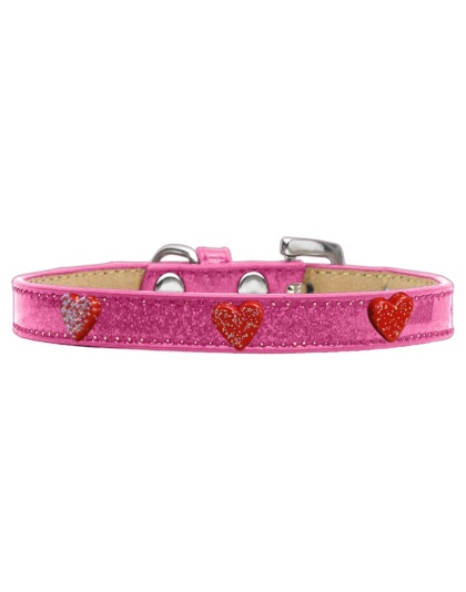 Red Glitter Heart Widget Dog Collar Pink Ice Cream Size 10