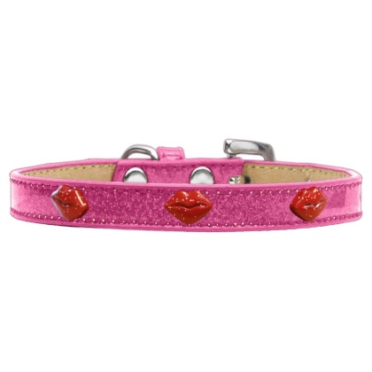 Red Glitter Lips Widget Dog Collar Pink Ice Cream Size 10