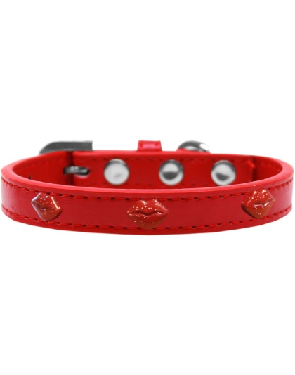 Red Glitter Lips Widget Dog Collar Red Size 10