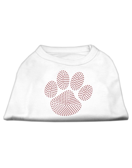 Red Paw Rhinestud Shirts White L