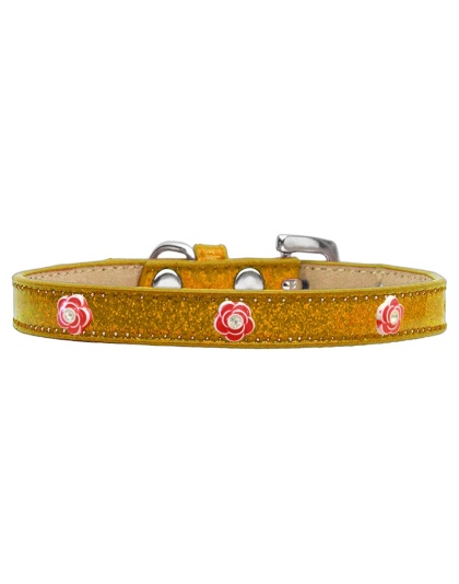 Red Rose Widget Dog Collar Gold Ice Cream Size 10