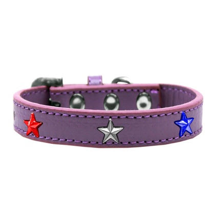 Red, White and Blue Stars Widget Dog Collar Lavender Size 10