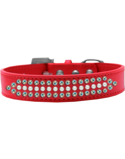 Ritz Pearl and AB Crystal Dog Collar Red Size 12