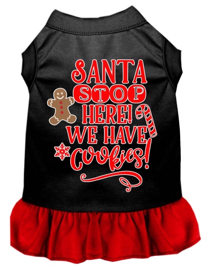Santa, We Have Cookies Screen Print Dog Dress Black with Red Lg