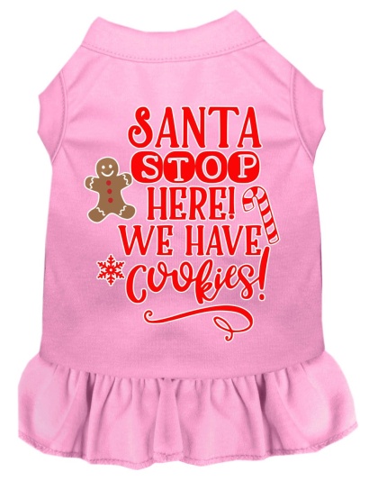 Santa, We Have Cookies Screen Print Dog Dress Light Pink 4X