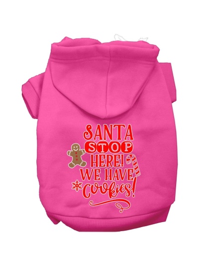 Santa, We Have Cookies Screen Print Dog Hoodie Bright Pink L