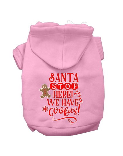 Santa, We Have Cookies Screen Print Dog Hoodie Light Pink L