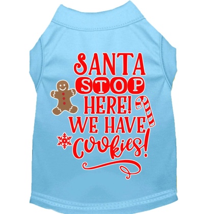 Santa, We Have Cookies Screen Print Dog Shirt Baby Blue Lg