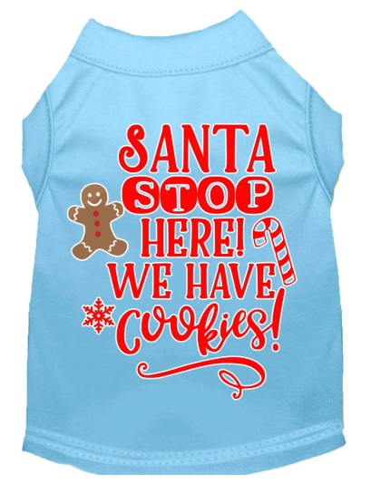 Santa, We Have Cookies Screen Print Dog Shirt Baby Blue Lg