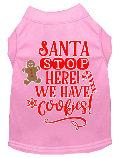 Santa, We Have Cookies Screen Print Dog Shirt Light Pink Lg