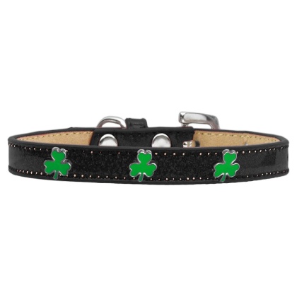 Shamrock Widget Dog Collar Black Ice Cream Size 10