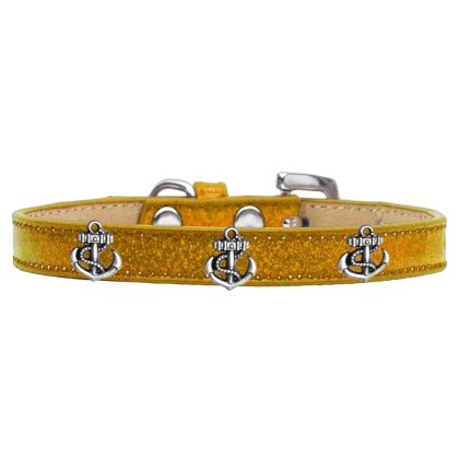 Silver Anchor Widget Dog Collar Gold Ice Cream Size 10