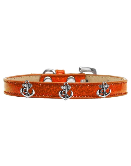 Silver Anchor Widget Dog Collar Orange Ice Cream Size 10