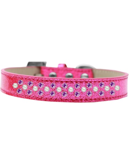 Sprinkles Ice Cream Dog Collar Pearl and Purple Crystals Size 12 Pink