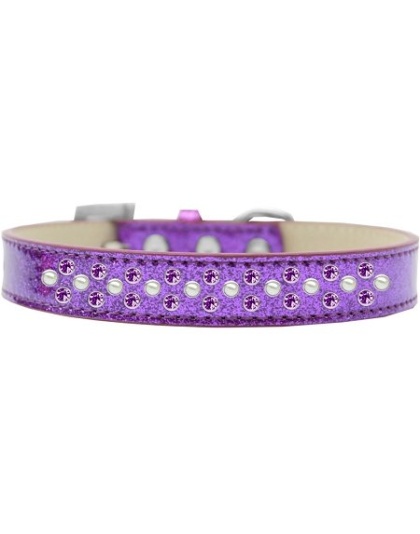 Sprinkles Ice Cream Dog Collar Pearl and Purple Crystals Size 12 Purple