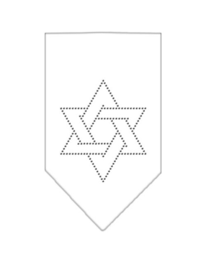 Star Of David Rhinestone Bandana White Large