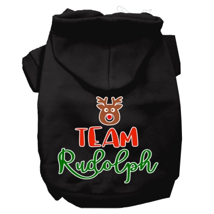 Team Rudolph Screen Print Dog Hoodie Black L