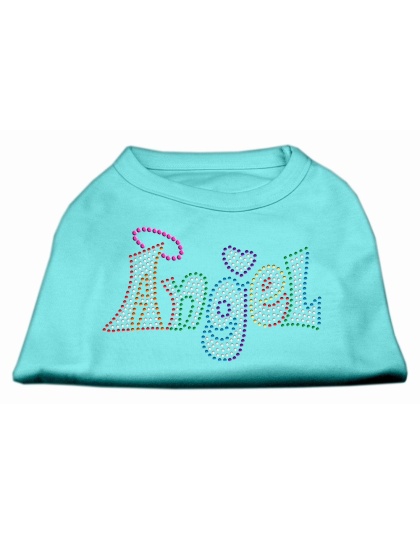 Technicolor Angel Rhinestone Pet Shirt Aqua Lg