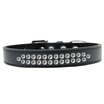 Two Row Clear Crystal Size 12 Black Dog Collar