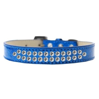 Two Row Clear Crystal Size 12 Blue Ice Cream Dog Collar