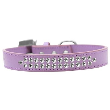 Two Row Clear Crystal Size 12 Lavender Dog Collar