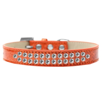 Two Row Clear Crystal Size 12 Orange Ice Cream Dog Collar