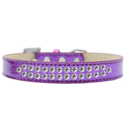 Two Row Clear Crystal Size 12 Purple Ice Cream Dog Collar