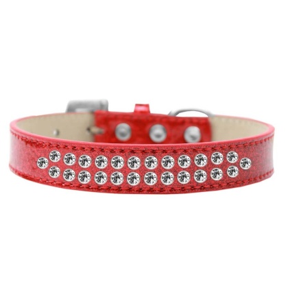 Two Row Clear Crystal Size 12 Red Ice Cream Dog Collar