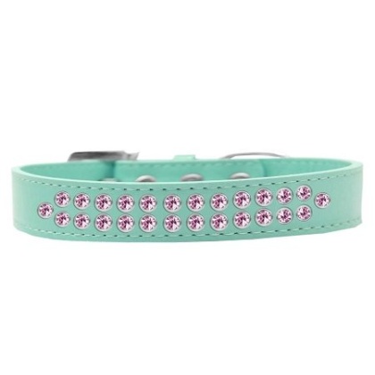 Two Row Light Pink Crystal Size 12 Aqua Dog Collar