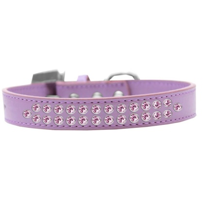 Two Row Light Pink Crystal Size 12 Lavender Dog Collar