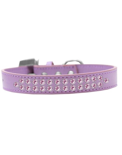 Two Row Light Pink Crystal Size 12 Lavender Dog Collar