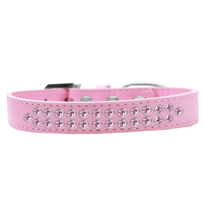 Two Row Light Pink Crystal Size 12 Light Pink Dog Collar
