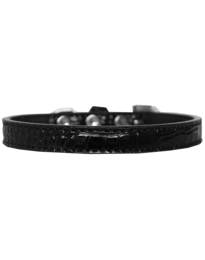 Wichita Plain Croc Dog Collar Black Size 10