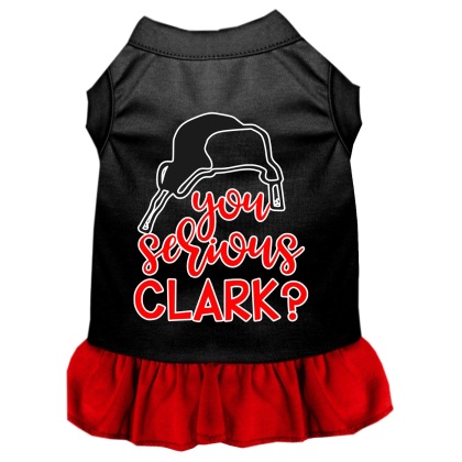 You Serious Clark? Screen Print Dog Dress Black with Red Lg