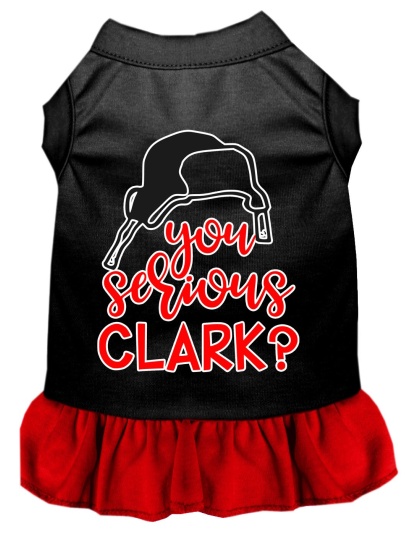 You Serious Clark? Screen Print Dog Dress Black with Red Lg