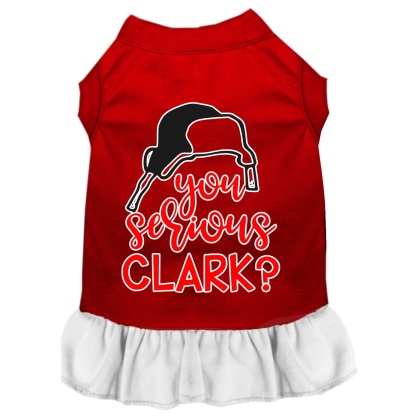 You Serious Clark? Screen Print Dog Dress Red with White Lg