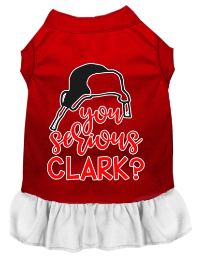 You Serious Clark? Screen Print Dog Dress Red with White Lg